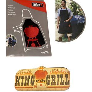 Weber Barbeque Grill Apron 6474 and King of the Grill Metal Sign